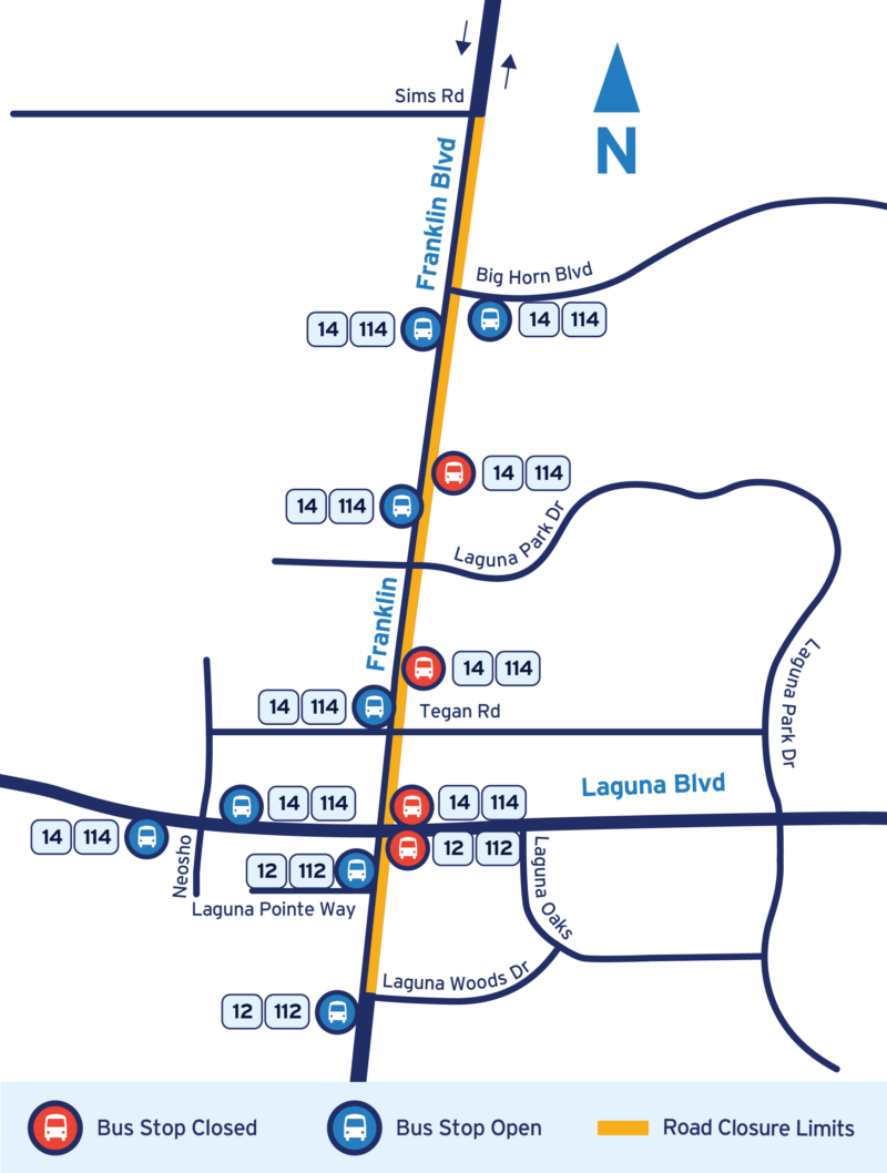 Select Elk Grove Bus Stops Closed Franklin Blvd Lane Closures