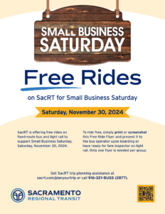 Small Business Saturday Nov 30 Free Ride Flyer