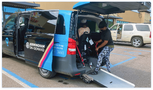 Van image example with back loading wheelchair space. 